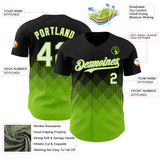 Custom Black White-Neon Green 3D Gradient Square Shape Authentic Baseball Jersey