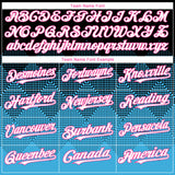 Custom Black White Sky Blue-Pink 3D Gradient Square Shape Authentic Baseball Jersey