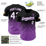 Custom Black White-Medium Purple 3D Gradient Square Shape Authentic Baseball Jersey