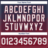 Custom Navy White-Crimson 3D Gradient Square Shape Authentic Baseball Jersey