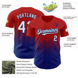 Custom Red White-Royal 3D Gradient Square Shape Authentic Baseball Jersey