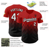 Custom Red White-Black 3D Gradient Square Shape Authentic Baseball Jersey