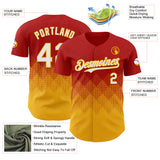 Custom Red White-Gold 3D Gradient Square Shape Authentic Baseball Jersey