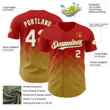 Custom Red White-Old Gold 3D Gradient Square Shape Authentic Baseball Jersey