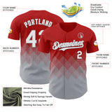Custom Red White-Gray 3D Gradient Square Shape Authentic Baseball Jersey