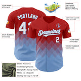 Custom Red White-Light Blue 3D Gradient Square Shape Authentic Baseball Jersey