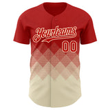 Custom Red Cream 3D Gradient Square Shape Authentic Baseball Jersey