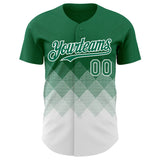 Custom Kelly Green White 3D Gradient Square Shape Authentic Baseball Jersey