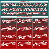 Custom Teal White-Red 3D Gradient Square Shape Authentic Baseball Jersey