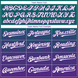 Custom Teal White-Purple 3D Gradient Square Shape Authentic Baseball Jersey
