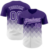 Custom Purple White 3D Gradient Square Shape Authentic Baseball Jersey