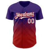 Custom Purple White-Red 3D Gradient Square Shape Authentic Baseball Jersey