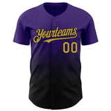 Custom Purple Old Gold-Black 3D Gradient Square Shape Authentic Baseball Jersey