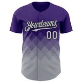 Custom Purple Gray-Black 3D Gradient Square Shape Authentic Baseball Jersey