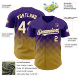 Custom Purple White-Old Gold 3D Gradient Square Shape Authentic Baseball Jersey
