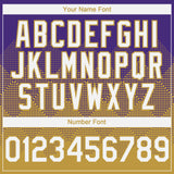 Custom Purple White-Old Gold 3D Gradient Square Shape Authentic Baseball Jersey