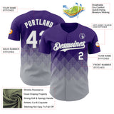 Custom Purple White-Gray 3D Gradient Square Shape Authentic Baseball Jersey