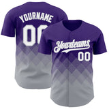 Custom Purple White-Gray 3D Gradient Square Shape Authentic Baseball Jersey