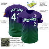 Custom Purple White-Kelly Green 3D Gradient Square Shape Authentic Baseball Jersey