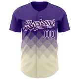 Custom Purple Cream 3D Gradient Square Shape Authentic Baseball Jersey