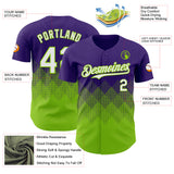 Custom Purple White-Neon Green 3D Gradient Square Shape Authentic Baseball Jersey