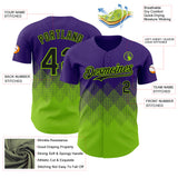 Custom Purple Black-Neon Green 3D Gradient Square Shape Authentic Baseball Jersey