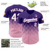 Custom Purple White-Light Pink 3D Gradient Square Shape Authentic Baseball Jersey