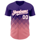 Custom Purple White-Medium Pink 3D Gradient Square Shape Authentic Baseball Jersey