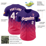 Custom Purple White-Neon Pink 3D Gradient Square Shape Authentic Baseball Jersey