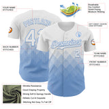 Custom White Light Blue 3D Gradient Square Shape Authentic Baseball Jersey
