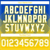 Custom Thunder Blue White-Yellow 3D Gradient Square Shape Authentic Baseball Jersey