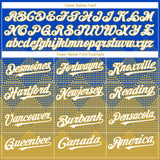 Custom Thunder Blue White-Old Gold 3D Gradient Square Shape Authentic Baseball Jersey