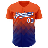 Custom Orange White-Royal 3D Gradient Square Shape Authentic Baseball Jersey