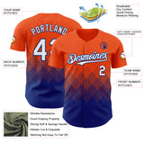 Custom Orange White-Royal 3D Gradient Square Shape Authentic Baseball Jersey