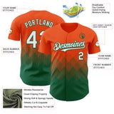 Custom Orange White-Kelly Green 3D Gradient Square Shape Authentic Baseball Jersey