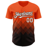 Custom Orange White-Brown 3D Gradient Square Shape Authentic Baseball Jersey