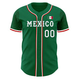 Custom Kelly Green White-Red 3D Mexico Mexican Flag Authentic Baseball Jersey
