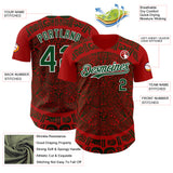 Custom Red Green-White 3D Mexico Authentic Baseball Jersey