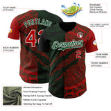 Custom Red Green-White 3D Mexico Scratch Authentic Baseball Jersey