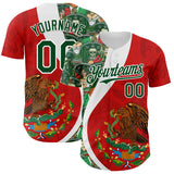 Custom Red Green-White 3D Mexico Authentic Baseball Jersey