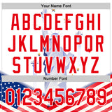 Custom White Fire Red 3D Patriotic American Flag And Statue of Liberty Authentic Baseball Jersey