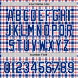 Custom White Royal-Red 3D Pattern Design Patriotic American Symbol Plaid Authentic Baseball Jersey