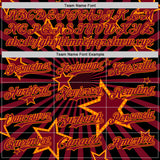 Custom Black Maroon-Bay Orange 3D Pattern Design Patriotic American Symbol Star Authentic Baseball Jersey