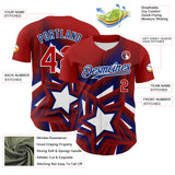 Custom Red Royal-White 3D Patriotic American Flag And Star Authentic Baseball Jersey