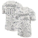 Custom Cream White-Black 3D Pickleball Paddles Balls Floral Performance T-Shirt