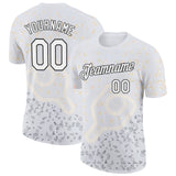 Custom White Black 3D Pickleball Paddles Balls Floral Performance T-Shirt