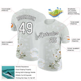 Custom Gray White-Black 3D Pickleball Paddles Balls Floral Performance T-Shirt