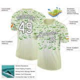 Custom Green White-Black 3D Pickleball Balls Floral Performance T-Shirt