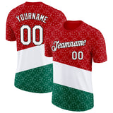 Custom Red White Green-Black 3D Pickleball Balls Performance T-Shirt