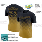 Custom Black Old Gold 3D Pattern Design Gradient Square Shapes Performance T-Shirt